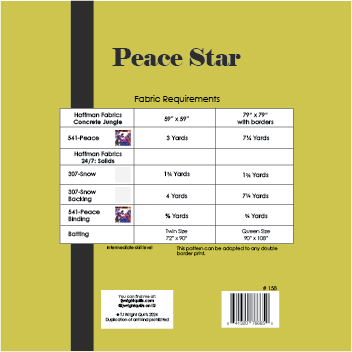 Peace Star Quilt Pattern Printed Booklet