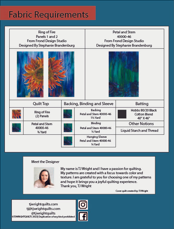 Solar Fire Flare Art Quilt Pattern Downloadable PDF