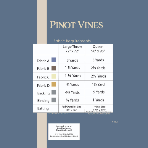 Pinot Vines Quilt Pattern Downloadable PDF