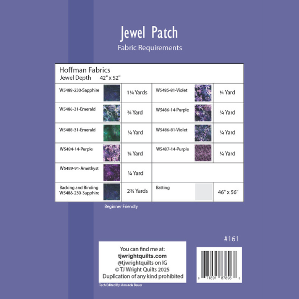 Jewel Patch Art Quilt Pattern Printed Booklet