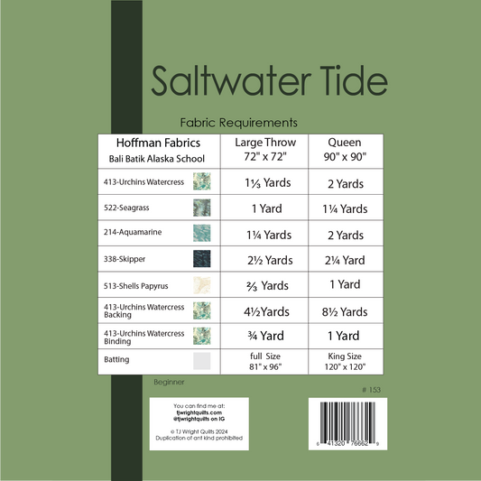 Saltwater Tide Quilt Pattern Printed Booklet