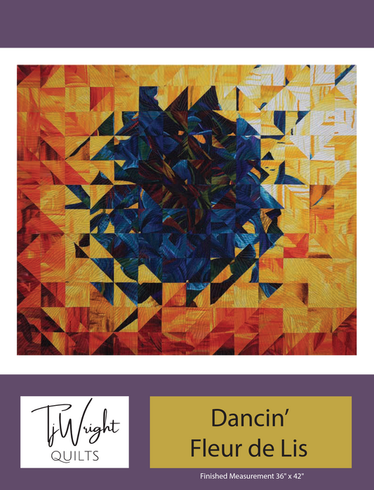 Dancin' Fleur de Lis Abstract Art Quilt Pattern Downloadable PDF