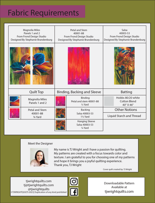 Magnolia Miles Art Quilt Pattern downloadable PDF